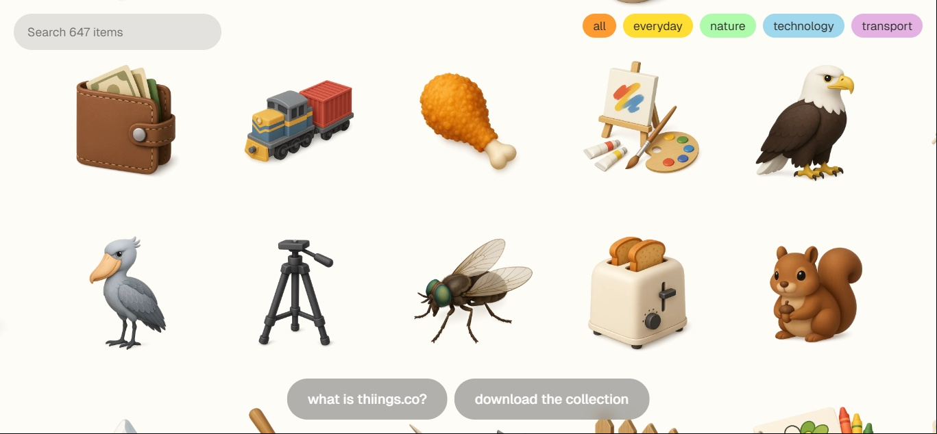 Thiings.co: Objetos digitales, iconos e ideas en PNG transparente